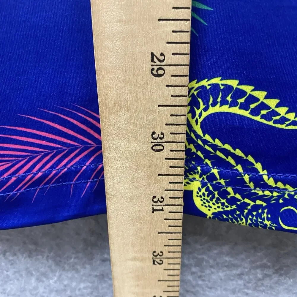 Birdie Bound Men’s L Golf Polo Blue Crocodile Alligator Palm Tree Tropical Shirt